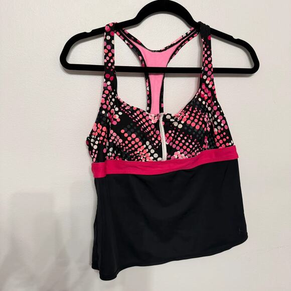 Danskin Other - Danskin Now Women’s L Black Pink Dot Tankini Top GUC